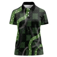 Hawaiian Quilt Women Polo Shirt Pele Hair Hinahina Lei Black Version LT05 Female Black - Polynesian Pride