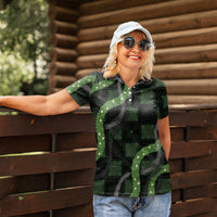 Hawaiian Quilt Women Polo Shirt Pele Hair Hinahina Lei Black Version LT05 - Polynesian Pride