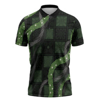 Hawaiian Quilt Zipper Polo Shirt Pele Hair Hinahina Lei Black Version LT05 Black - Polynesian Pride
