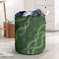Hawaiian Quilt Laundry Basket Pele Hair Hinahina Lei Green Version