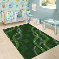 Hawaiian Quilt Area Rug Pele Hair Hinahina Lei Green Version