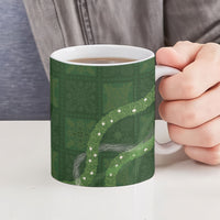 Hawaiian Quilt Ceramic Mug Pele Hair Hinahina Lei Green Version