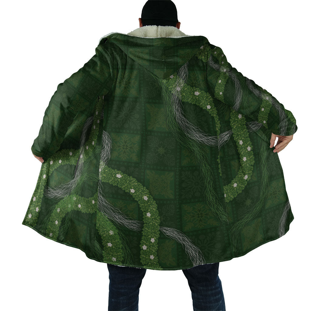 Hawaiian Quilt Cloak Pele Hair Hinahina Lei Green Version