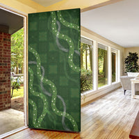 Hawaiian Quilt Door Cover Pele Hair Hinahina Lei Green Version