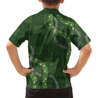 Hawaiian Quilt Family Matching Long Sleeve Bodycon Dress and Hawaiian Shirt Pele Hair Hinahina Lei Green Version LT05 - Polynesian Pride