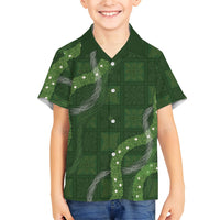 Hawaiian Quilt Family Matching Mermaid Dress and Hawaiian Shirt Pele Hair Hinahina Lei Green Version LT05 Son's Shirt Green - Polynesian Pride