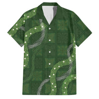 Hawaiian Quilt Family Matching Puletasi and Hawaiian Shirt Pele Hair Hinahina Lei Green Version LT05 Dad's Shirt - Short Sleeve Green - Polynesian Pride