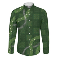 Hawaiian Quilt Family Matching Puletasi and Hawaiian Shirt Pele Hair Hinahina Lei Green Version LT05 Dad's Shirt - Long Sleeve Green - Polynesian Pride