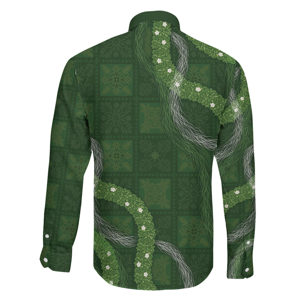 Hawaiian Quilt Family Matching Summer Maxi Dress and Hawaiian Shirt Pele Hair Hinahina Lei Green Version LT05 - Polynesian Pride