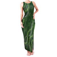 Hawaiian Quilt Family Matching Tank Maxi Dress and Hawaiian Shirt Pele Hair Hinahina Lei Green Version LT05 Mom's Dress Green - Polynesian Pride