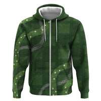 Hawaiian Quilt Hoodie Pele Hair Hinahina Lei Green Version