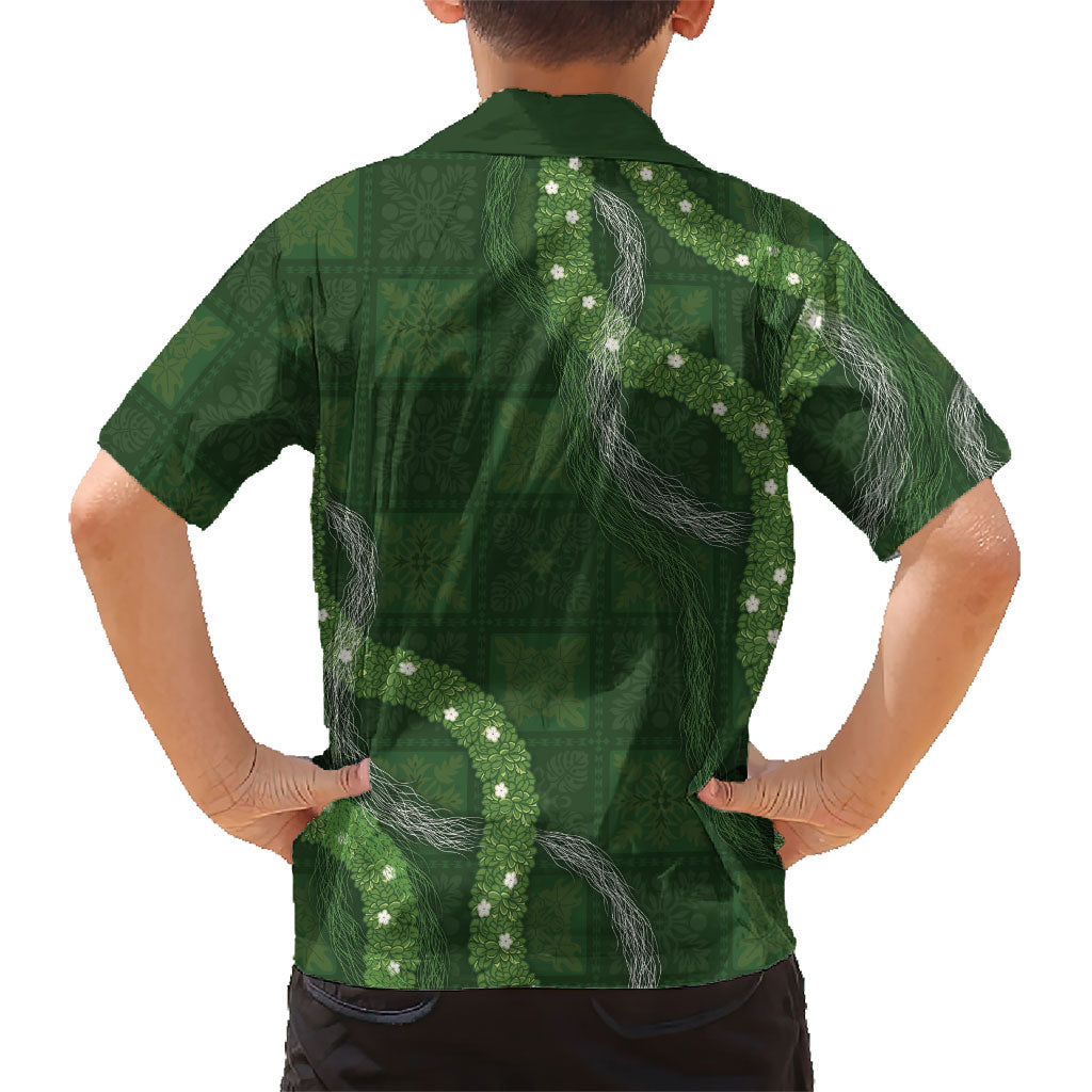 Hawaiian Quilt Kid Hawaiian Shirt Pele Hair Hinahina Lei Green Version LT05 - Polynesian Pride