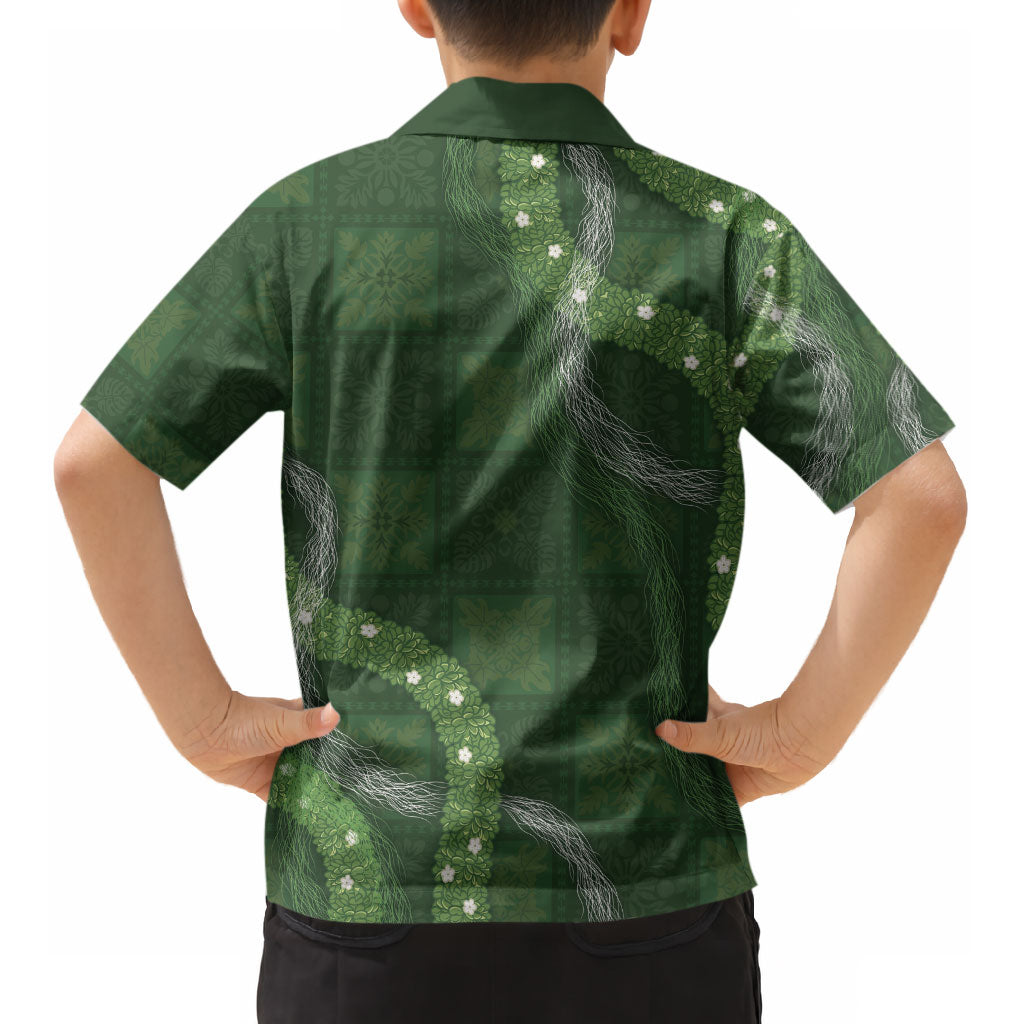 Hawaiian Quilt Kid Hawaiian Shirt Pele Hair Hinahina Lei Green Version LT05 - Polynesian Pride