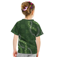 Hawaiian Quilt Kid T Shirt Pele Hair Hinahina Lei Green Version