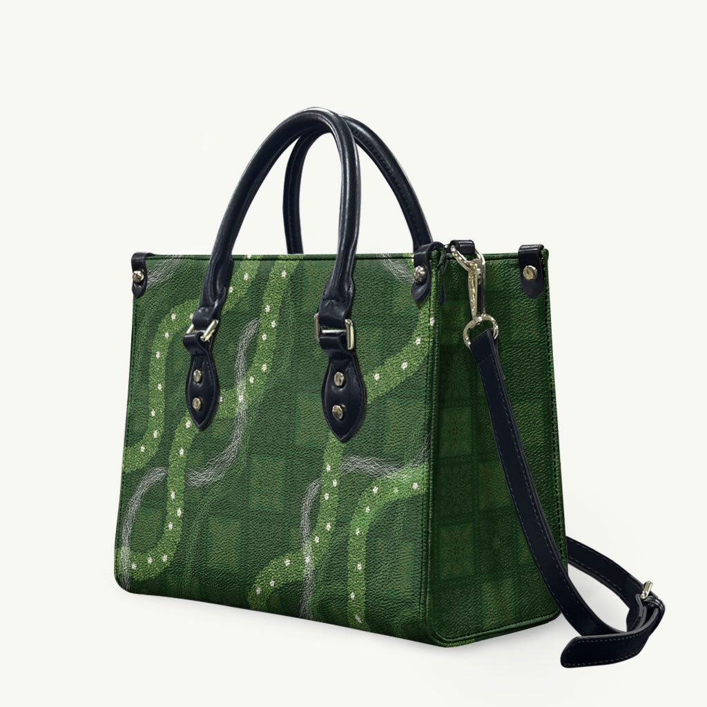 Hawaiian Quilt Leather Bag Pele Hair Hinahina Lei Green Version LT05 Green - Polynesian Pride