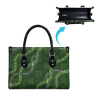 Hawaiian Quilt Leather Bag Pele Hair Hinahina Lei Green Version