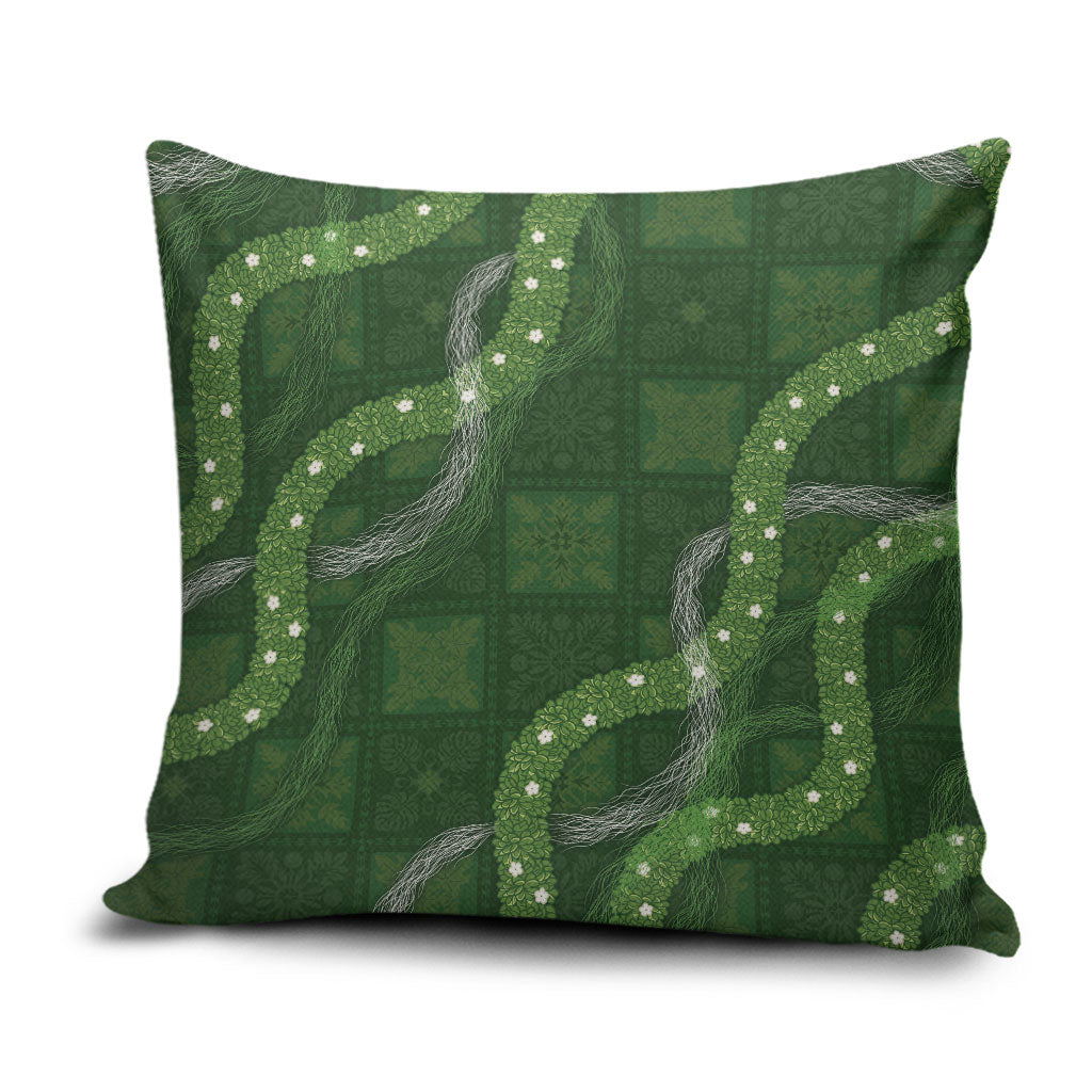Hawaiian Quilt Pillow Cover Pele Hair Hinahina Lei Green Version LT05 Green - Polynesian Pride