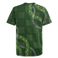 Hawaiian Quilt Rugby Jersey Pele Hair Hinahina Lei Green Version