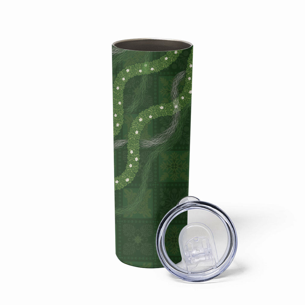 Hawaiian Quilt Skinny Tumbler Pele Hair Hinahina Lei Green Version LT05 - Polynesian Pride