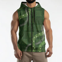 Hawaiian Quilt Sleeveless Zip Hoodie Pele Hair Hinahina Lei Green Version LT05 - Polynesian Pride