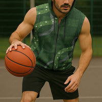 Hawaiian Quilt Sleeveless Zip Hoodie Pele Hair Hinahina Lei Green Version LT05 - Polynesian Pride
