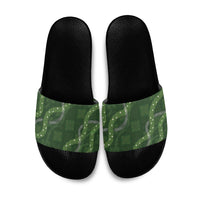 Hawaiian Quilt Slide Sandals Pele Hair Hinahina Lei Green Version LT05 Green - Polynesian Pride