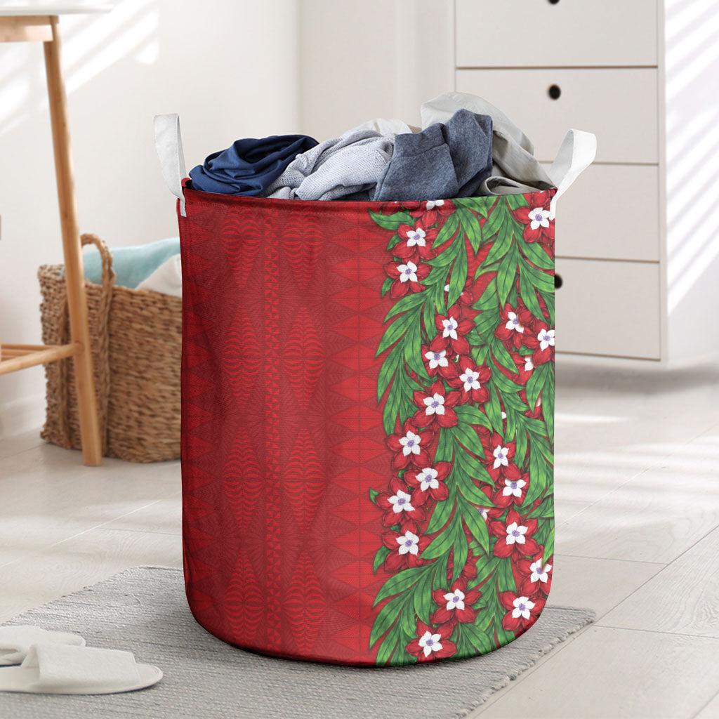 Tonga Language Week Laundry Basket Heilala Floral Red