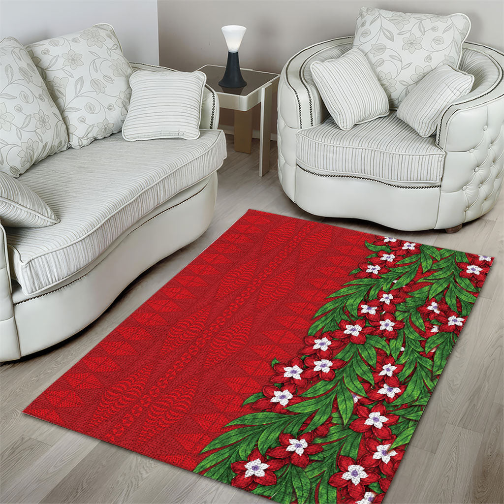 Tonga Language Week Area Rug Heilala Floral Red