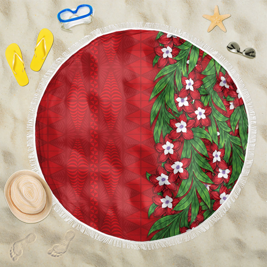 Tonga Language Week Beach Blanket Heilala Floral Red