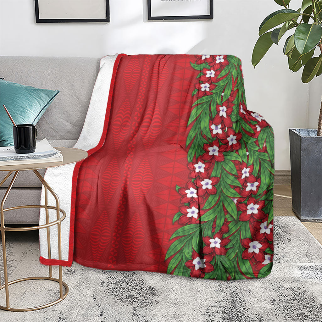 Tonga Language Week Blanket Heilala Floral Red