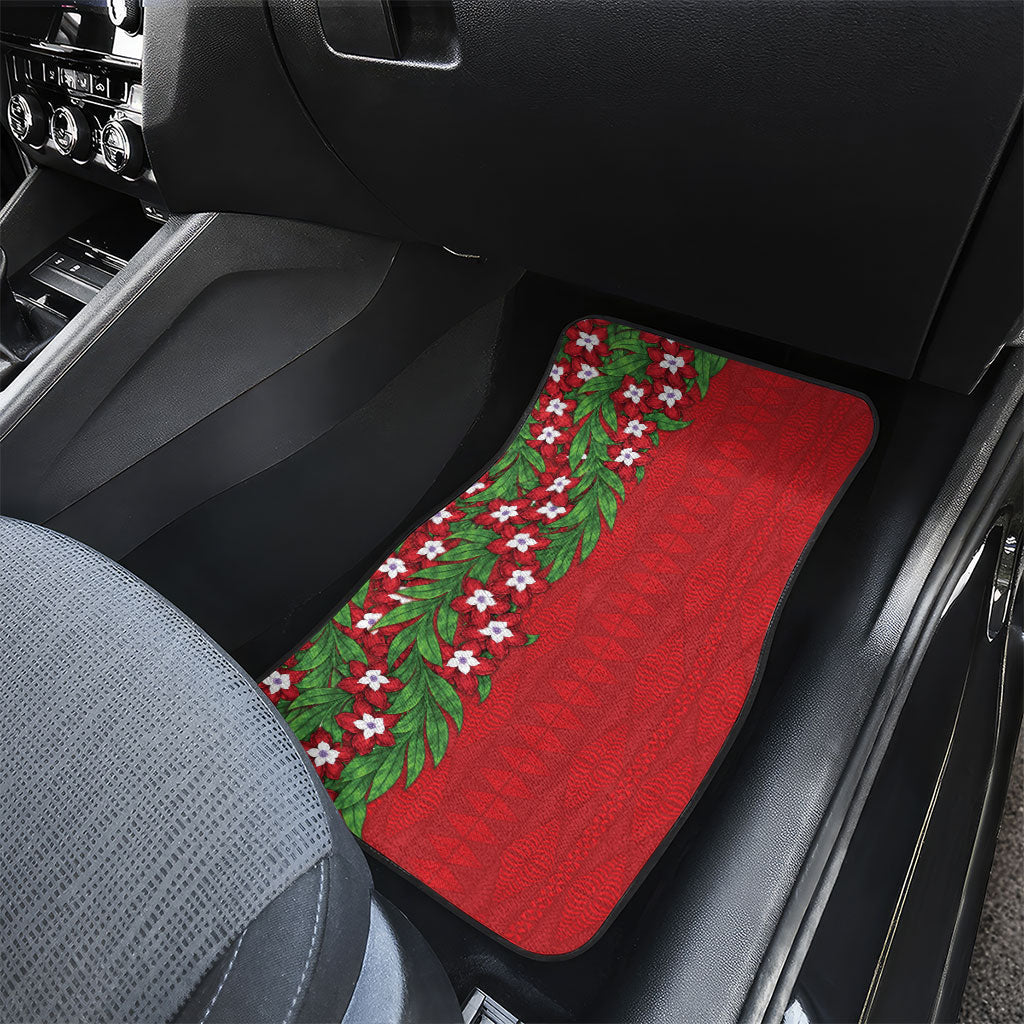 Tonga Language Week Car Mats Heilala Floral Red