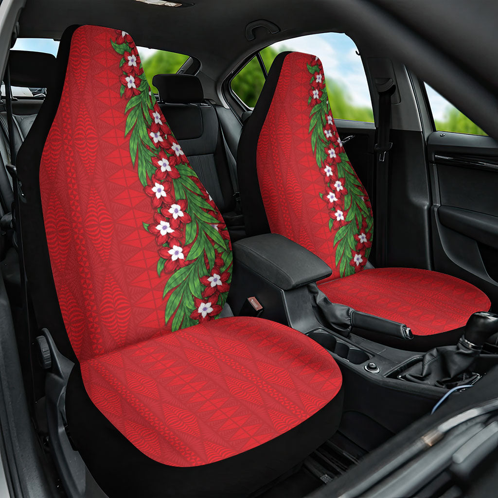 Tonga Language Week Car Seat Cover Heilala Floral Red