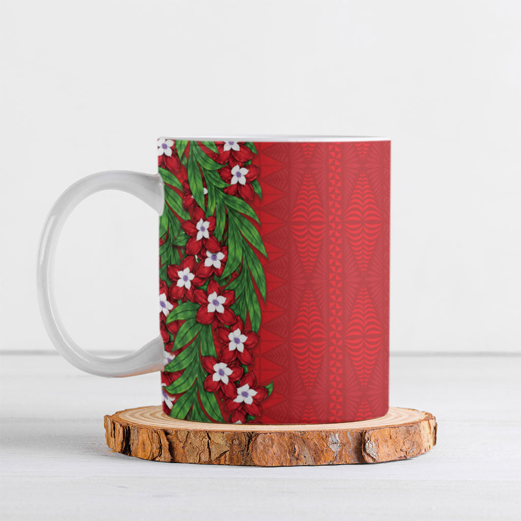 Tonga Language Week Ceramic Mug Heilala Floral Red