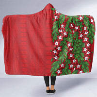 Tonga Language Week Hooded Blanket Heilala Floral Red