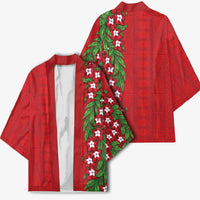 Tonga Language Week Kimono Heilala Floral Red