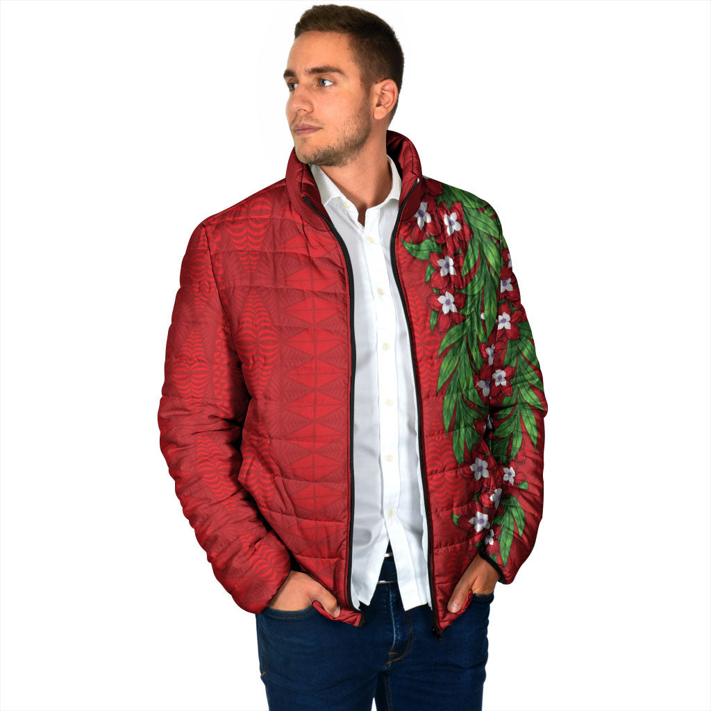 Tonga Language Week Padded Jacket Heilala Floral Red
