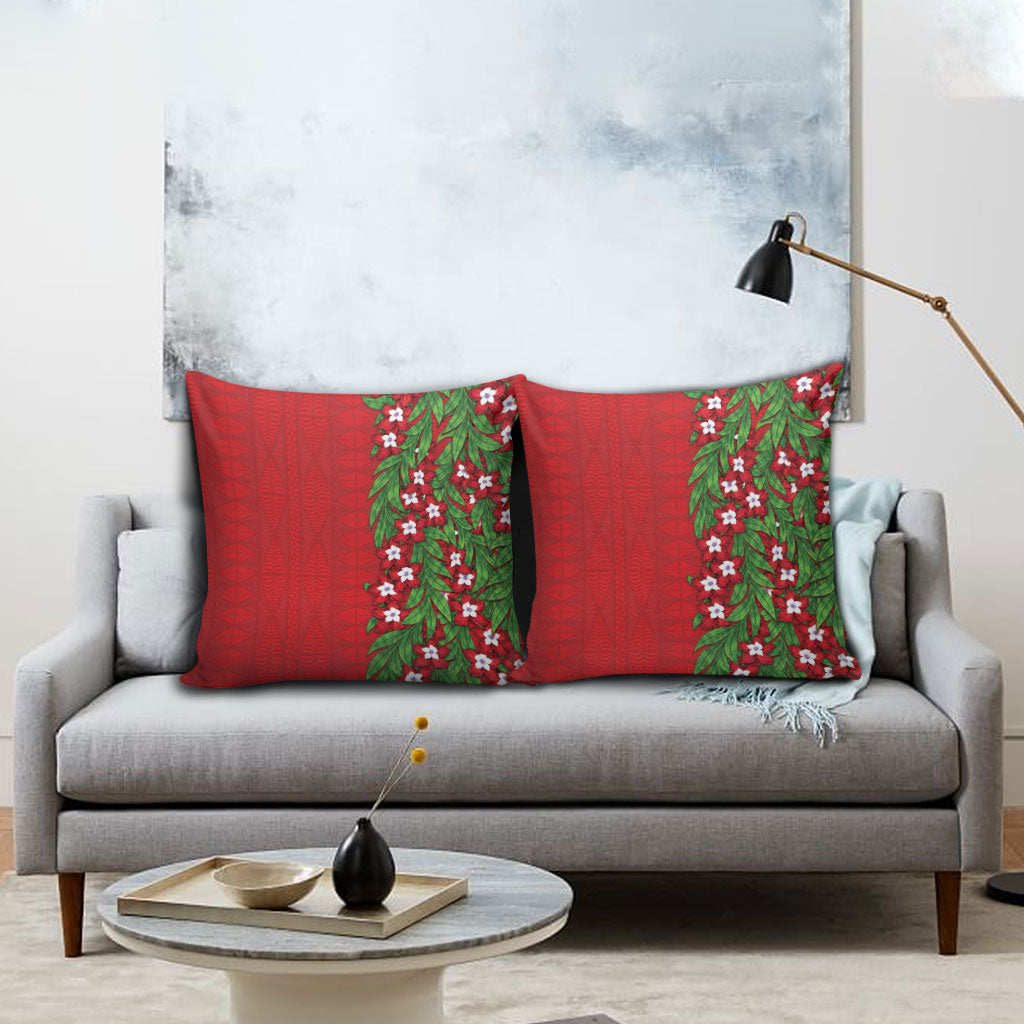 Tonga Language Week Pillow Cover Heilala Floral Red