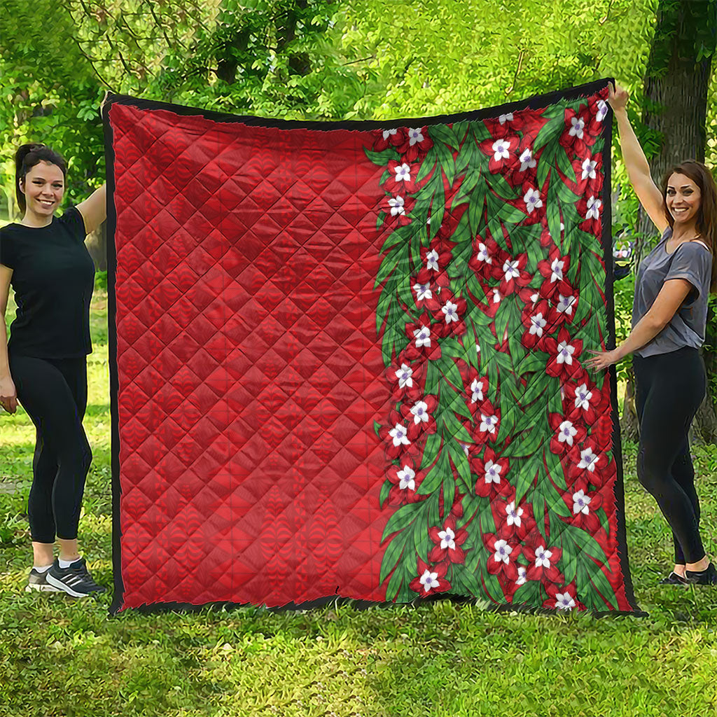 Tonga Language Week Quilt Heilala Floral Red