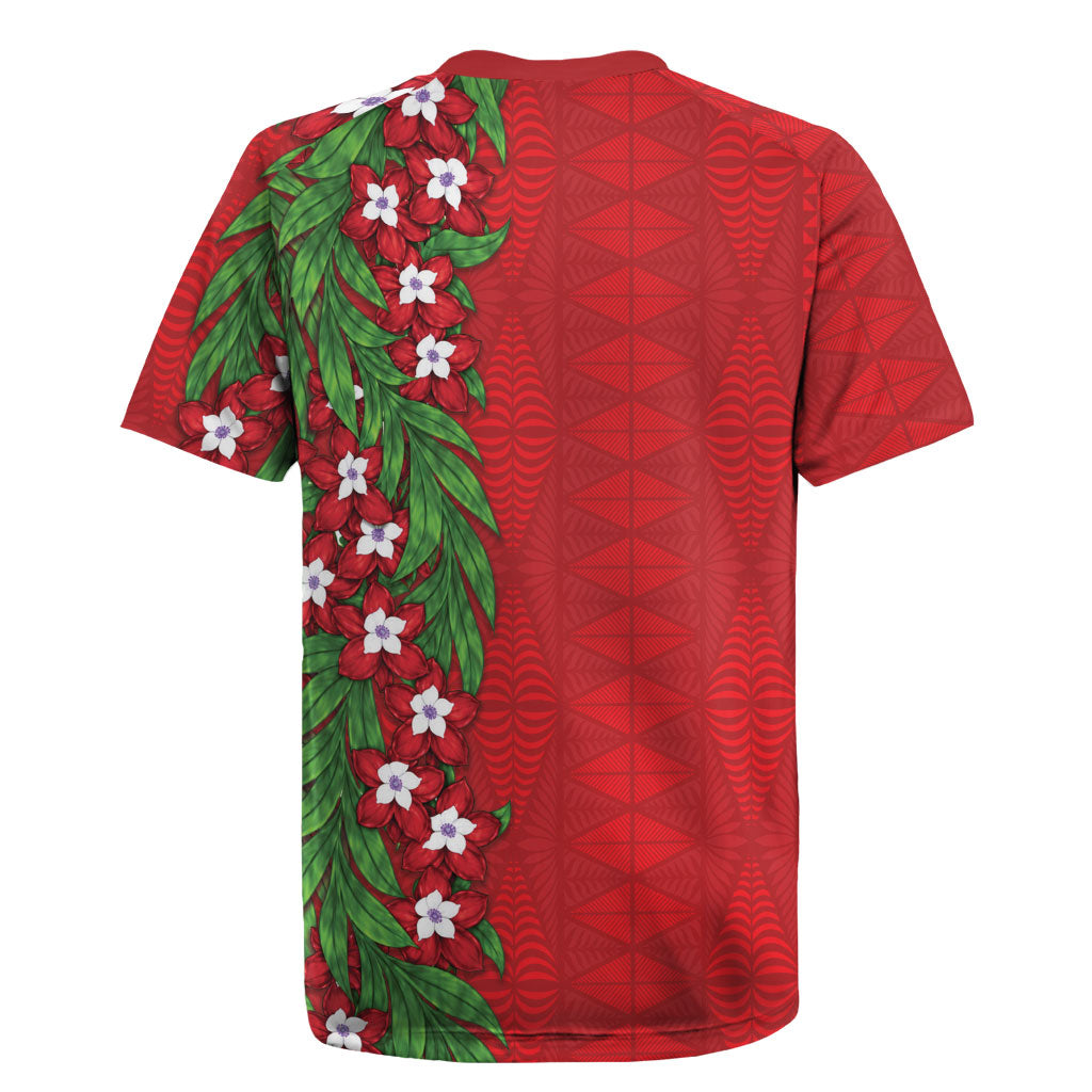 Tonga Language Week Rugby Jersey Heilala Floral Red