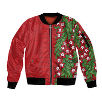 Tonga Language Week Sleeve Zip Bomber Jacket Heilala Floral Red