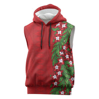 Tonga Language Week Sleeveless Hoodie Heilala Floral Red