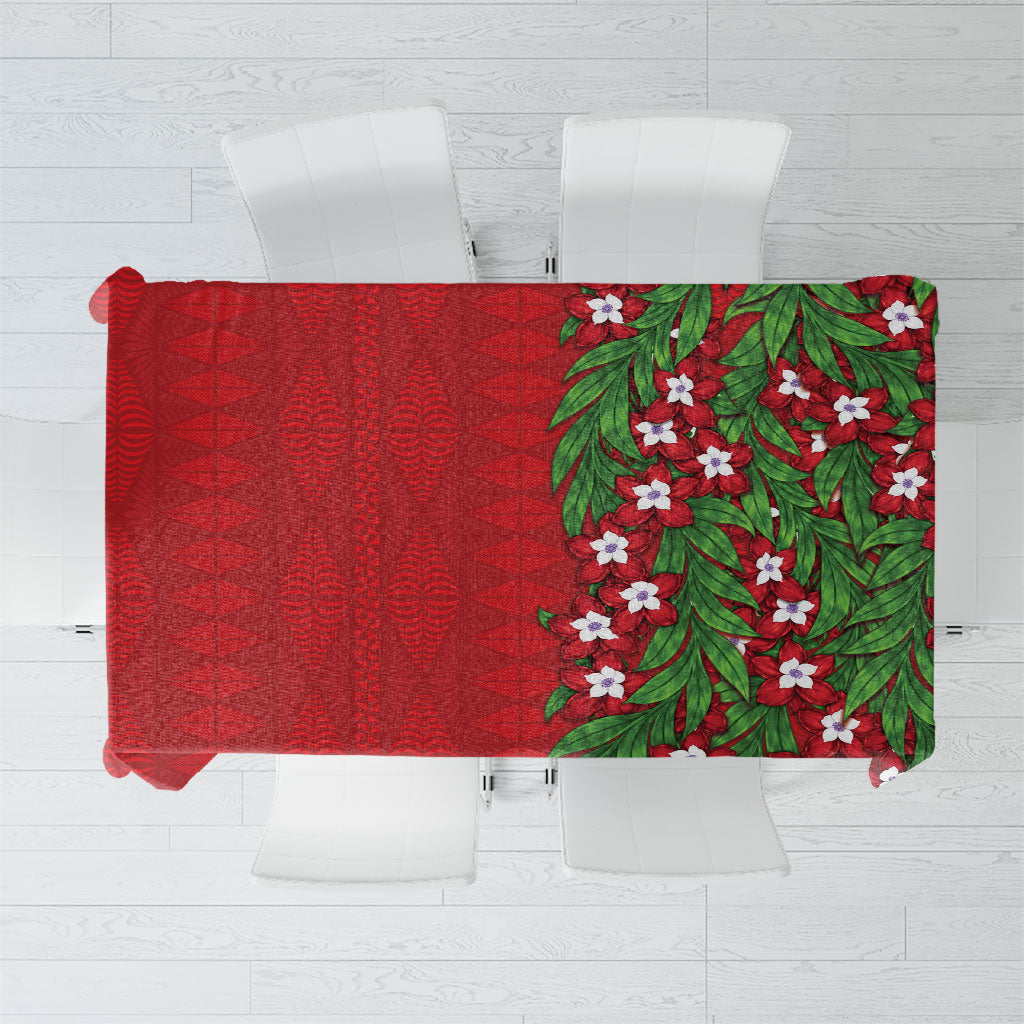 Tonga Language Week Tablecloth Heilala Floral Red LT05 Red - Polynesian Pride