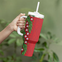 Tonga Language Week Tumbler With Handle Heilala Floral Red