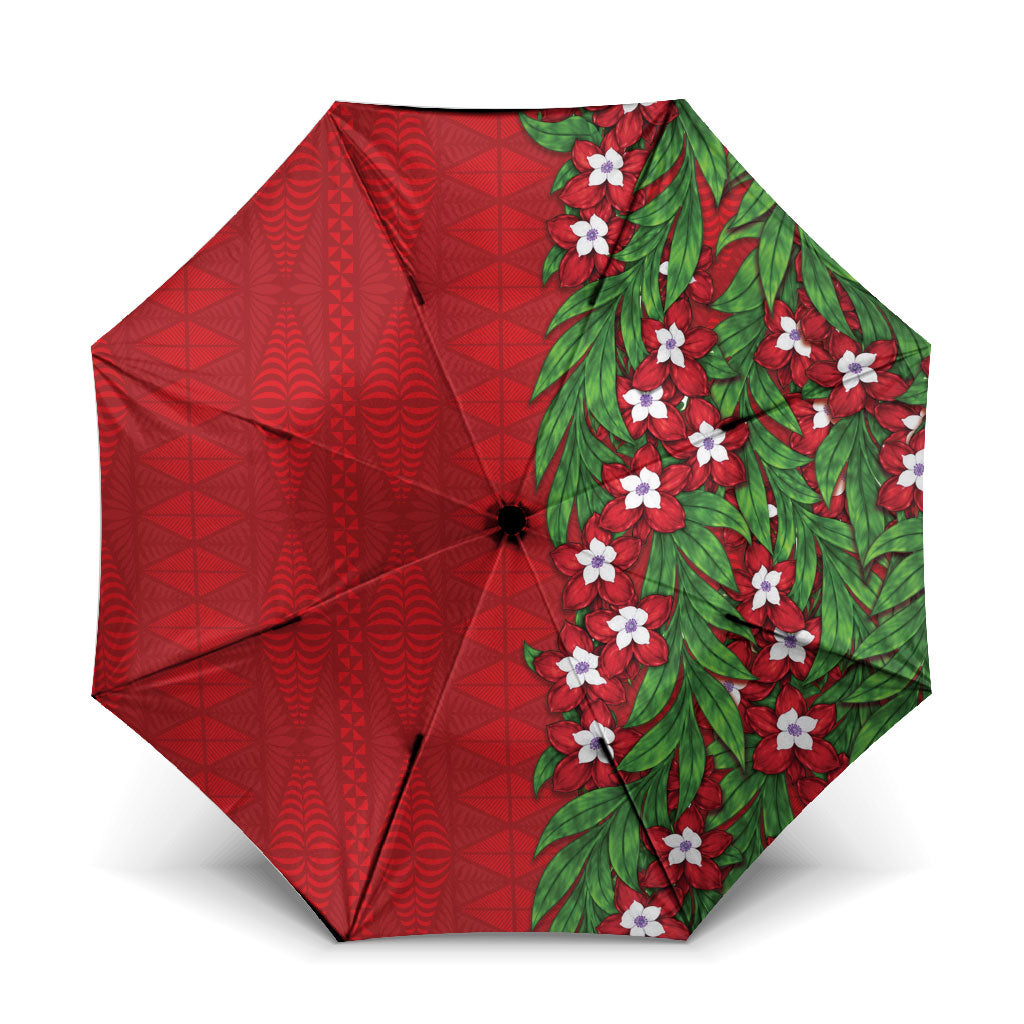 Tonga Language Week Umbrella Heilala Floral Red