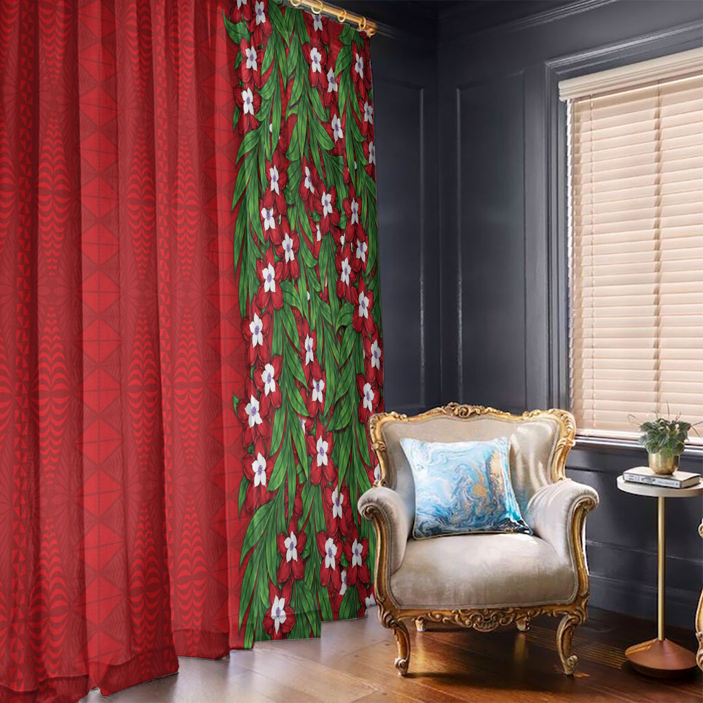Tonga Language Week Window Curtain Heilala Floral Red