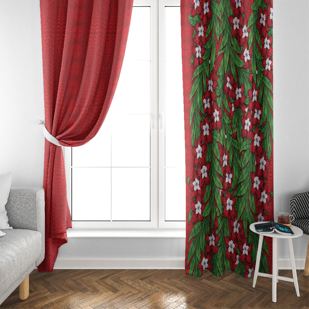 Tonga Language Week Window Curtain Heilala Floral Red
