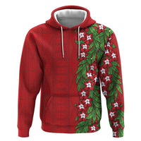 Tonga Language Week Zip Hoodie Heilala Floral Red