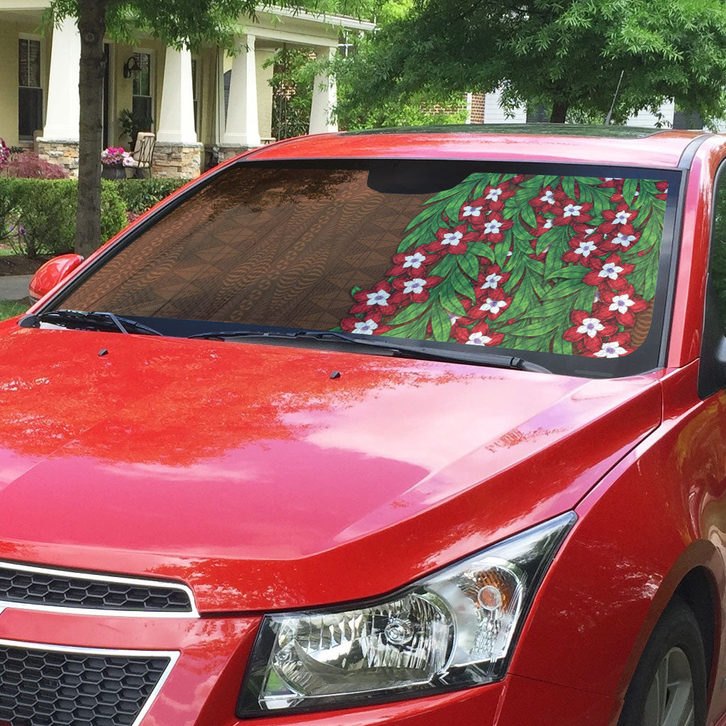 Tonga Language Week Auto Sun Shade Heilala Floral Brown
