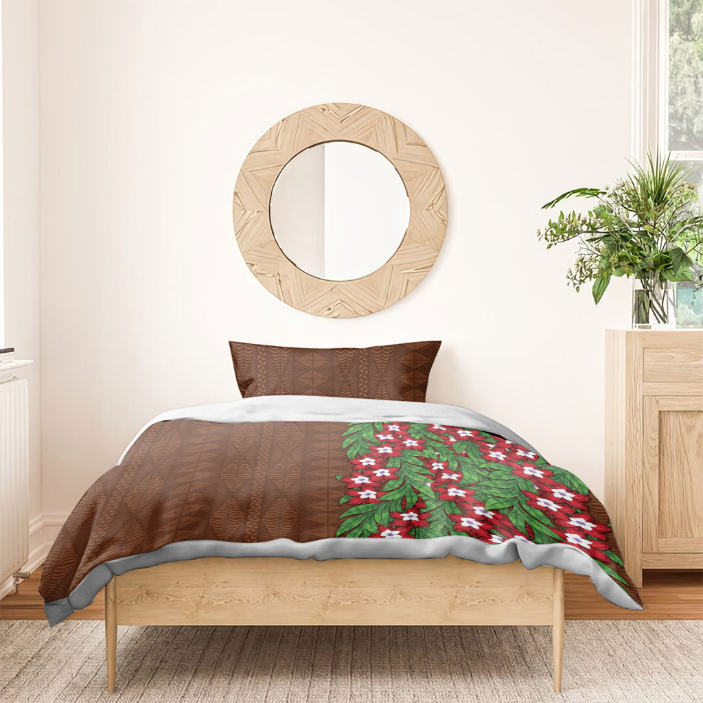 Tonga Language Week Bedding Set Heilala Floral Brown