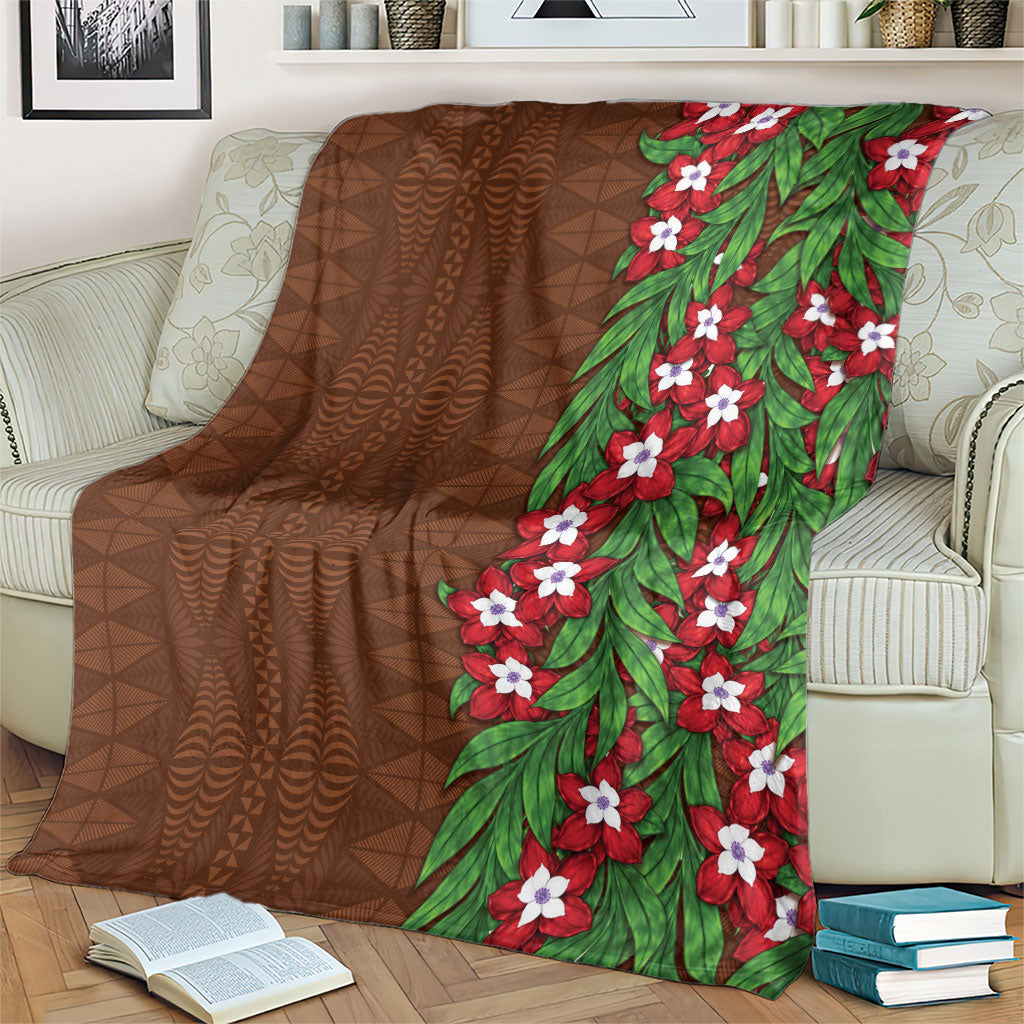 Tonga Language Week Blanket Heilala Floral Brown